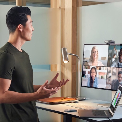 User collaborates with team on Webex